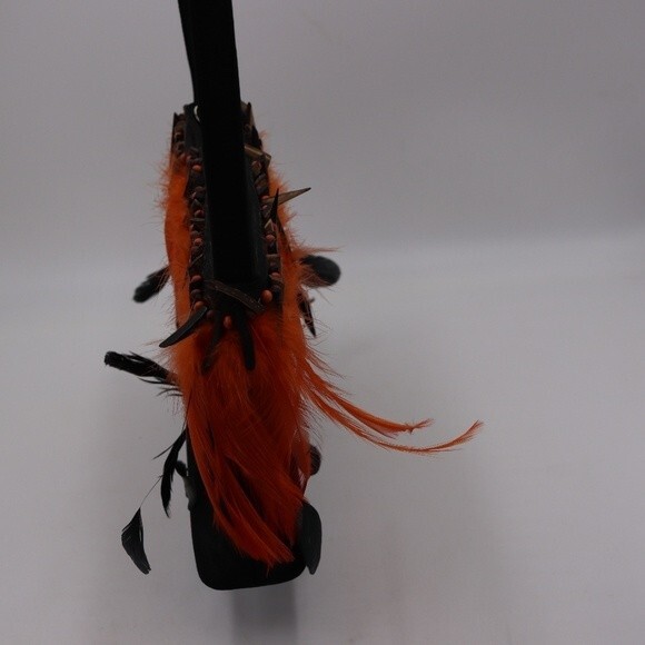 Halloween Black & Orange Feathered Handbag Novelty Bag - Picture 5 of 13